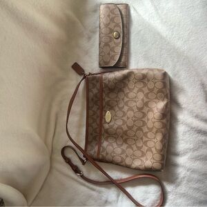 Coach Tan Crossbody Bag and Wallet Set